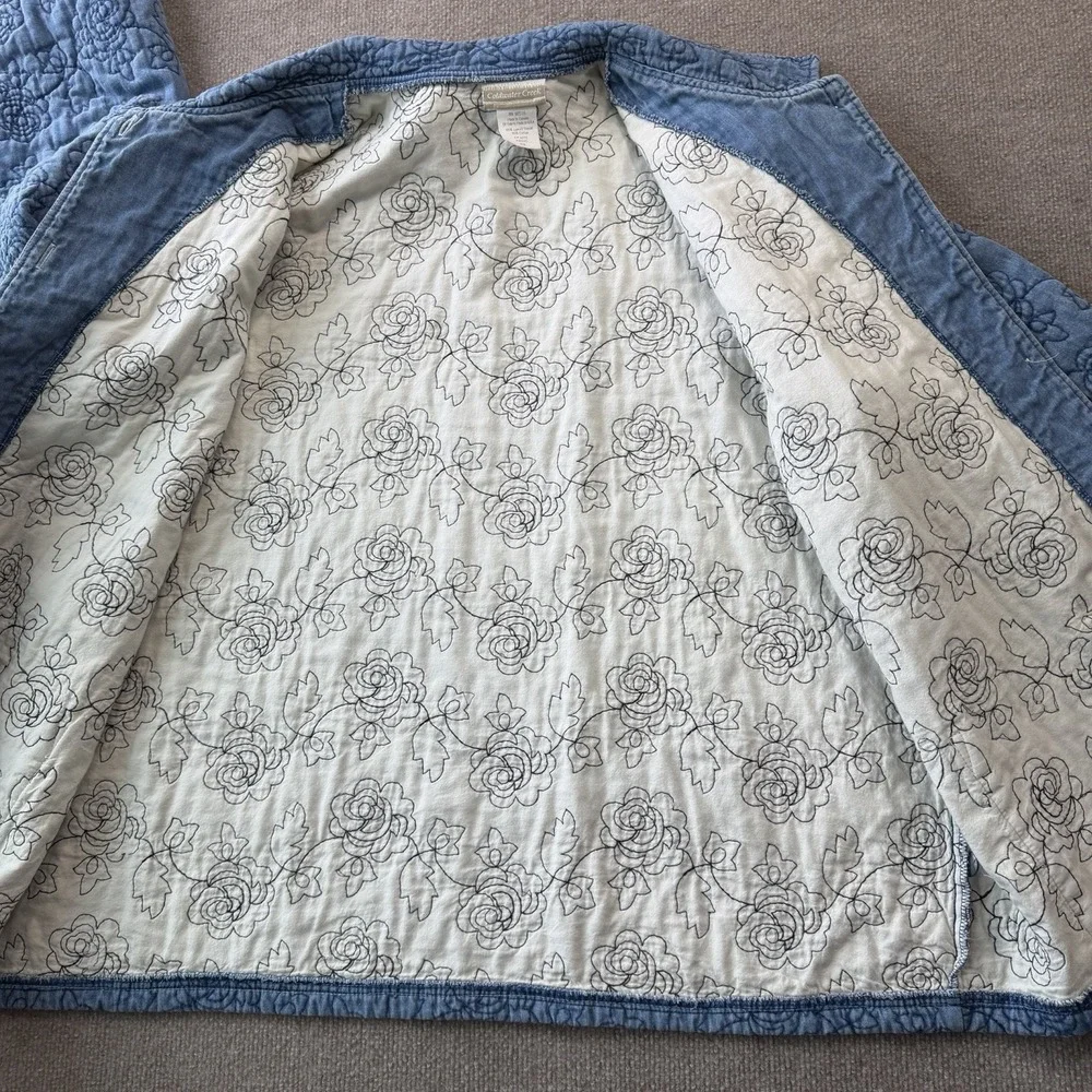 Coldwater Creek Soft Denim Quilted Floral Blue Jacket Woman's Size 3X - Picture 9 of 10